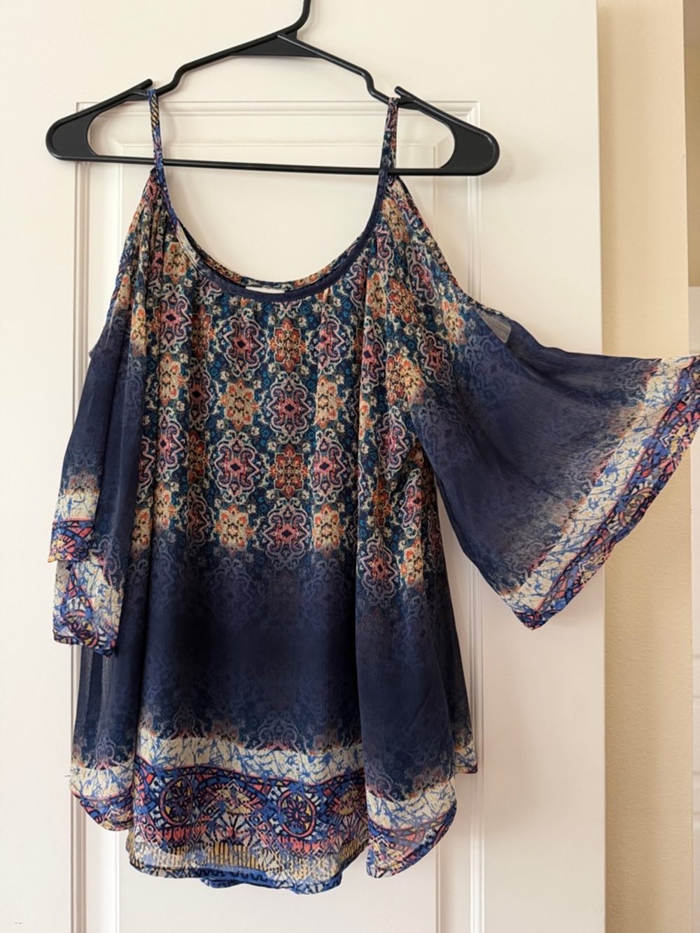 Daytrip Navy Floral Cold-Shoulder Tunic